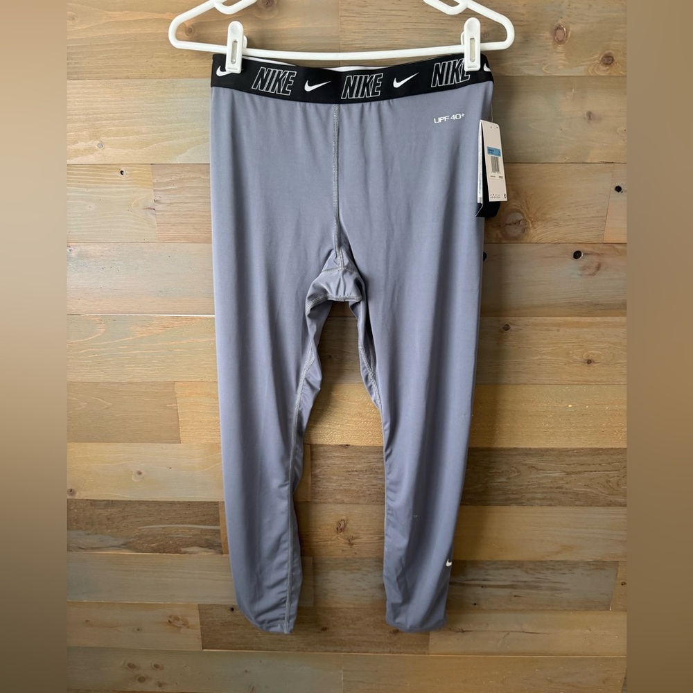 Nike Gray Performance Leggings with Moisture-Wicking Fabric